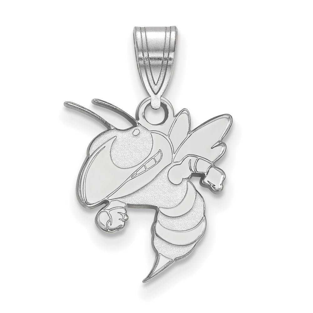 10K White Gold Logoart Georgia Institute Of Technology Yellow Jacket Medium Pendant