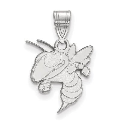 10K White Gold Logoart Georgia Institute Of Technology Yellow Jacket Medium Pendant