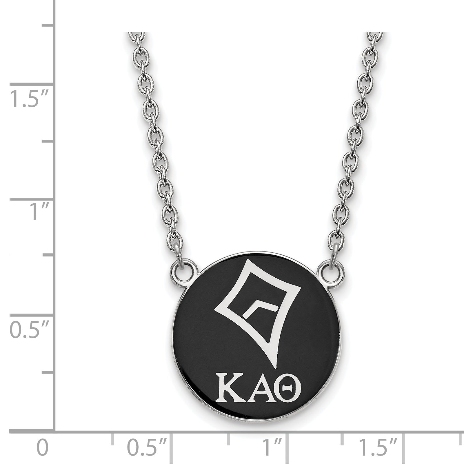 Sterling Silver Rhodium Plated Logoart Kappa Alpha Theta Sorority Symbol Large Color Enamel Pendant 18 Inch Necklace