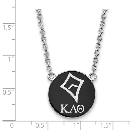 Sterling Silver Rhodium Plated Logoart Kappa Alpha Theta Sorority Symbol Large Color Enamel Pendant 18 Inch Necklace