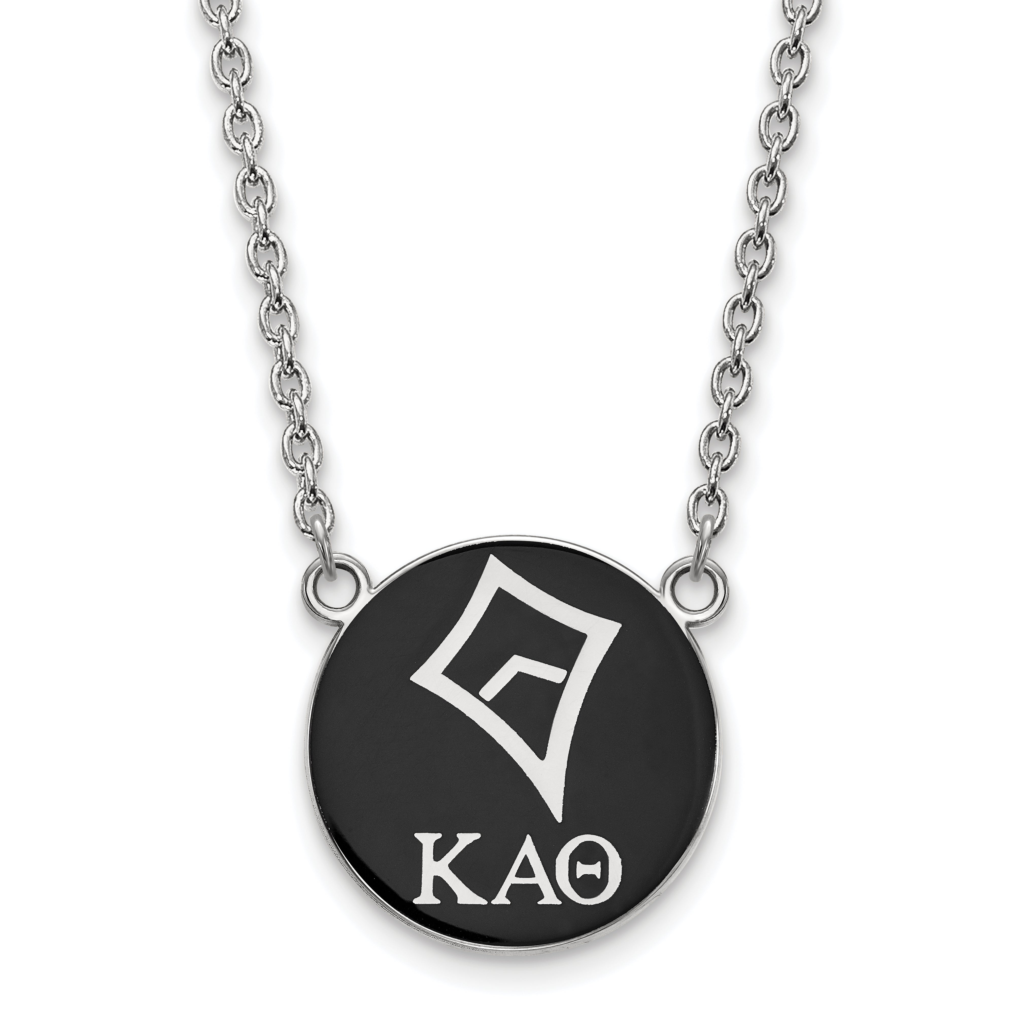 Sterling Silver Rhodium Plated Logoart Kappa Alpha Theta Sorority Symbol Large Color Enamel Pendant 18 Inch Necklace