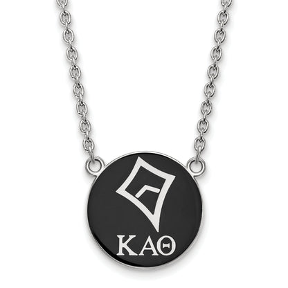 Sterling Silver Rhodium Plated Logoart Kappa Alpha Theta Sorority Symbol Large Color Enamel Pendant 18 Inch Necklace