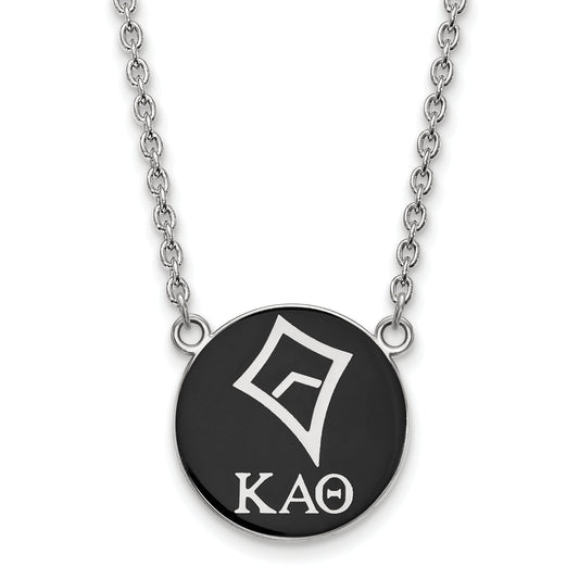 Sterling Silver Rhodium Plated Logoart Kappa Alpha Theta Sorority Symbol Large Color Enamel Pendant 18 Inch Necklace