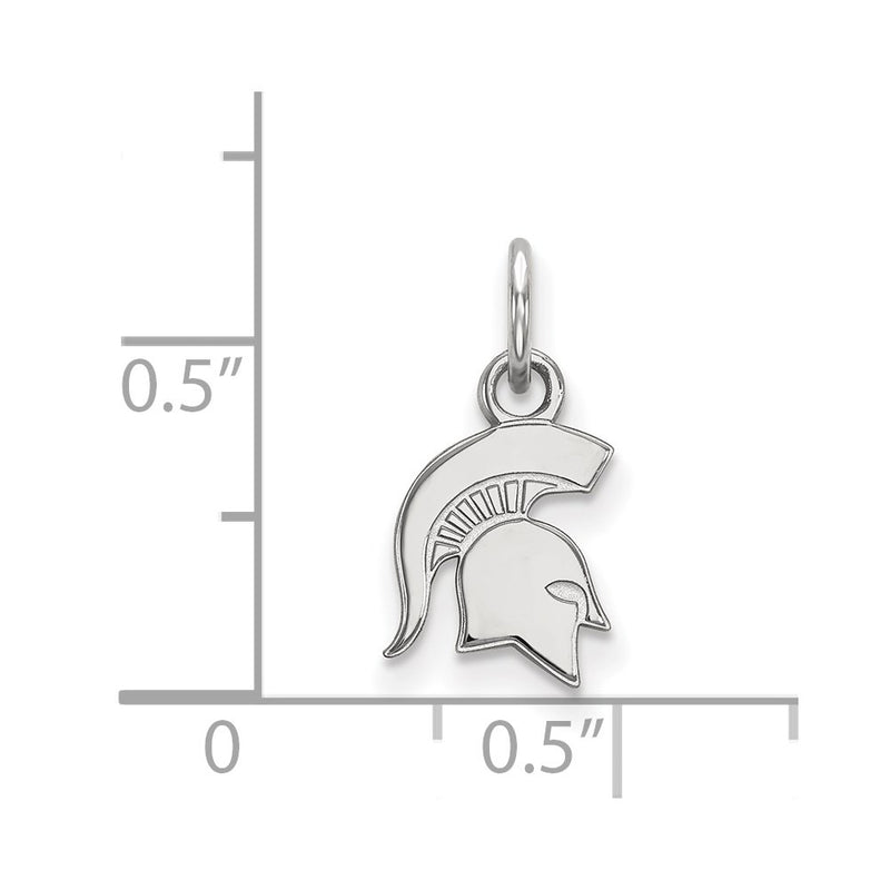 Sterling Silver Rhodium Plated Logoart Michigan State University Spartan Extra Small Pendant