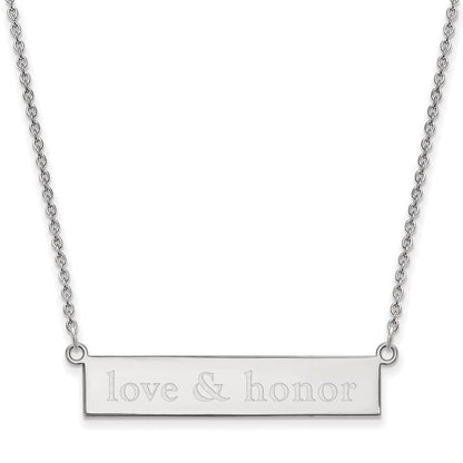 Sterling Silver Rhodium Plated Logoart Miami University Ohio Small Bar 18 Inch Necklace