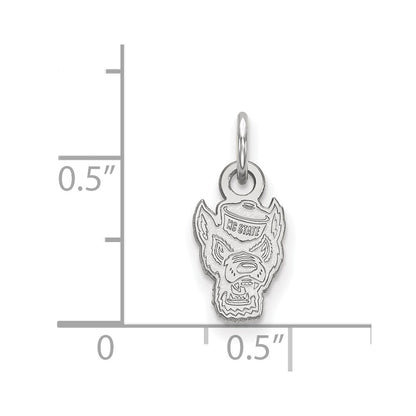 Sterling Silver Rhodium Plated Logoart North Carolina State University Wolf Extra Small Pendant