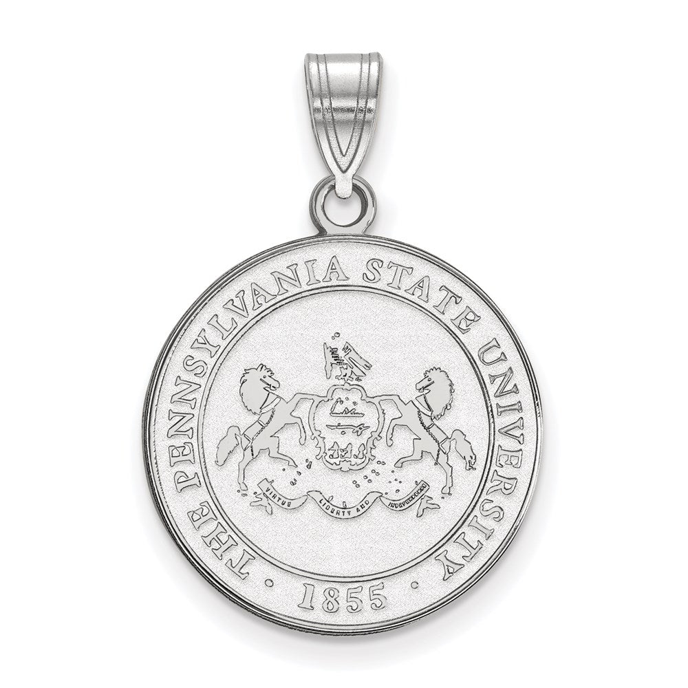 Sterling Silver Rhodium Plated Logoart Penn State University Large Crest Pendant
