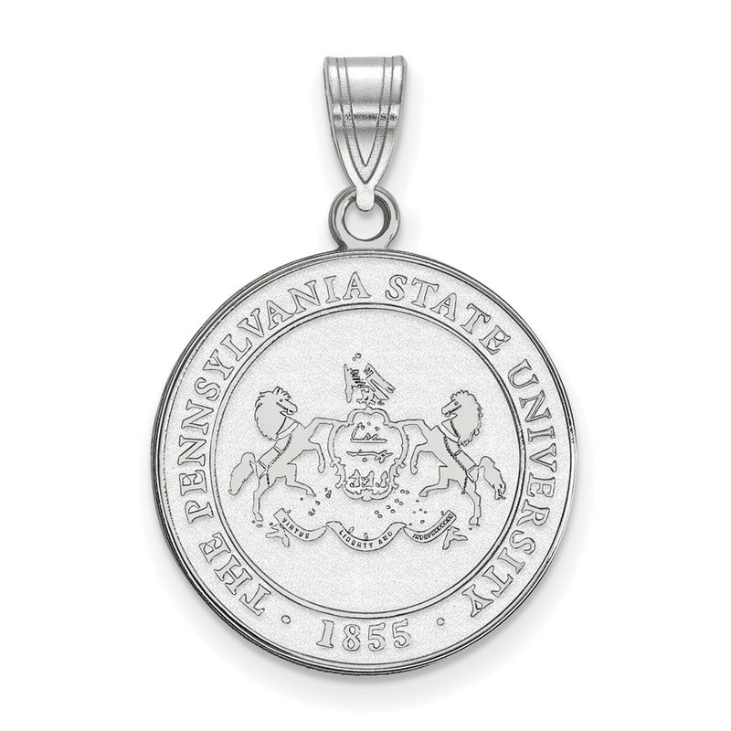 Sterling Silver Rhodium Plated Logoart Penn State University Large Crest Pendant