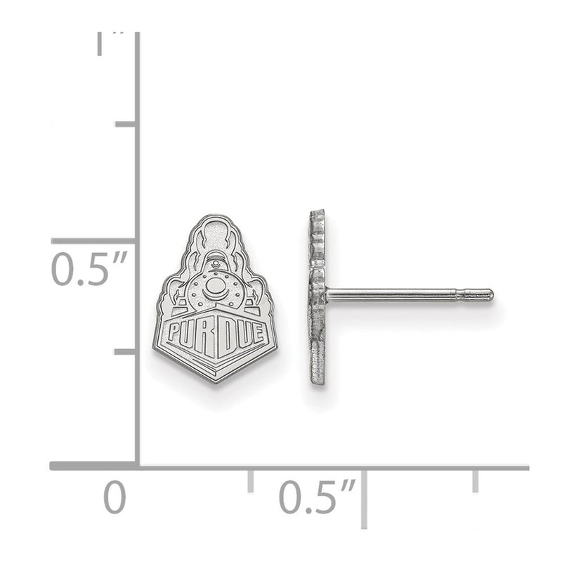 Sterling Silver Rhodium Plated Logoart Purdue University Boilermakers Train Logo Extra Small Post Earrings