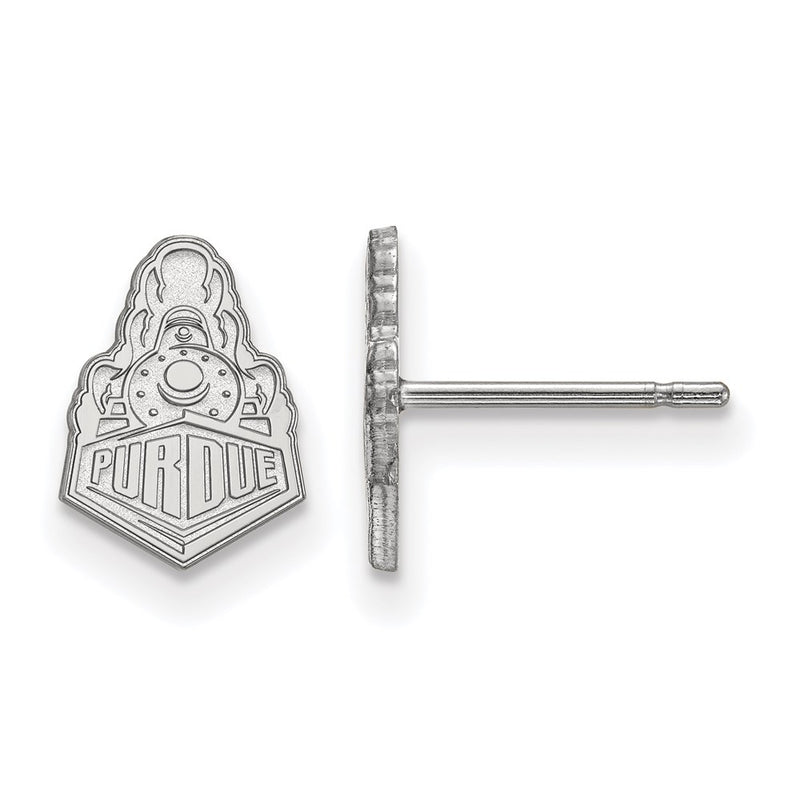 14K White Gold Logoart Purdue University Boilermakers Train Logo Extra Small Post Earrings