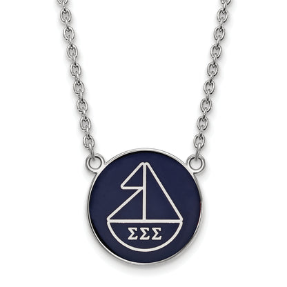 Sterling Silver Rhodium Plated Logoart Sigma Sorority Symbol Large Color Enamel Pendant 18 Inch Necklace