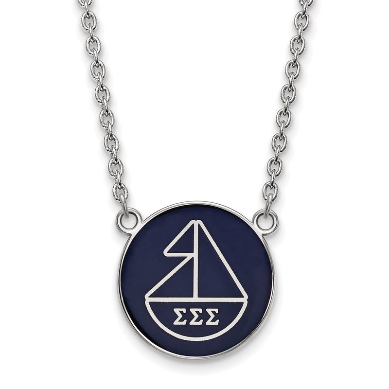 Sterling Silver Rhodium Plated Logoart Sigma Sorority Symbol Large Color Enamel Pendant 18 Inch Necklace