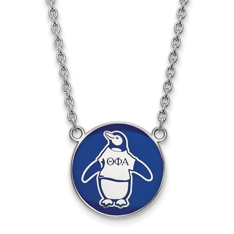 Sterling Silver Rhodium Plated Logoart Theta Phi Alpha Sorority Symbol Large Color Enamel Pendant 18 Inch Necklace
