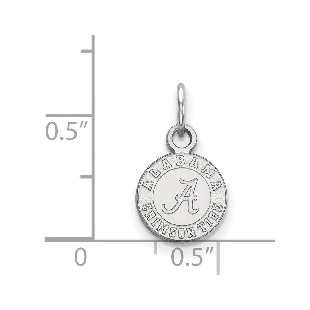 Sterling Silver Rhodium Plated Logoart University Of Alabama Crimson Tide Extra Small Disc Pendant