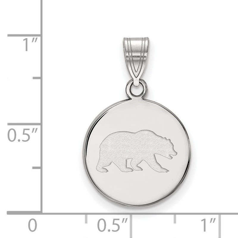 Sterling Silver Rhodium Plated Logoart University Of California Berkeley Bear Medium Disc Pendant