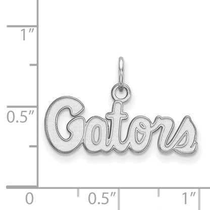 Sterling Silver Rhodium Plated Logoart University Of Florida Gators Script Extra Small Pendant