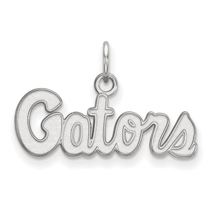 Sterling Silver Rhodium Plated Logoart University Of Florida Gators Script Extra Small Pendant