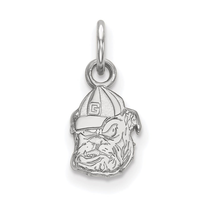 Sterling Silver Rhodium Plated Logoart University Of Georgia Bulldog Extra Small Pendant