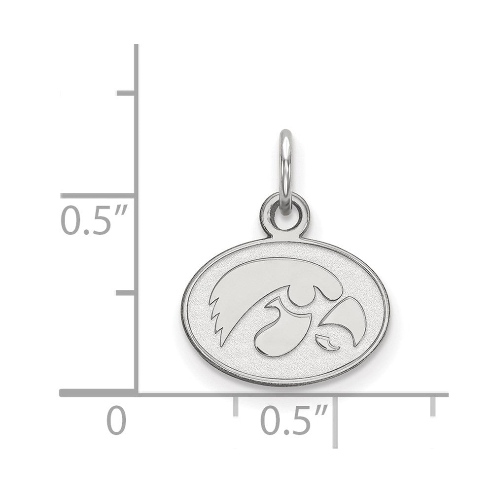 Sterling Silver Rhodium Plated Logoart University Of Iowa Hawk Extra Small Oval Pendant