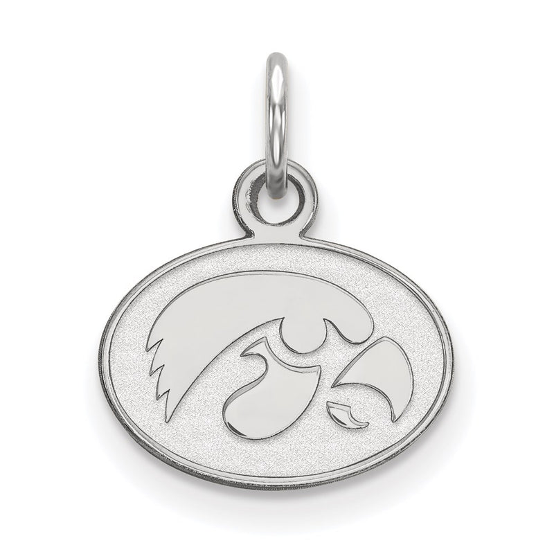 Sterling Silver Rhodium Plated Logoart University Of Iowa Hawk Extra Small Oval Pendant