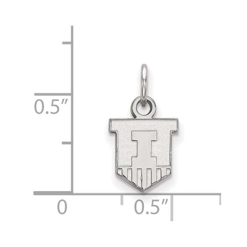 Sterling Silver Rhodium Plated Logoart University Of Illinois Victory Badge Extra Small Pendant
