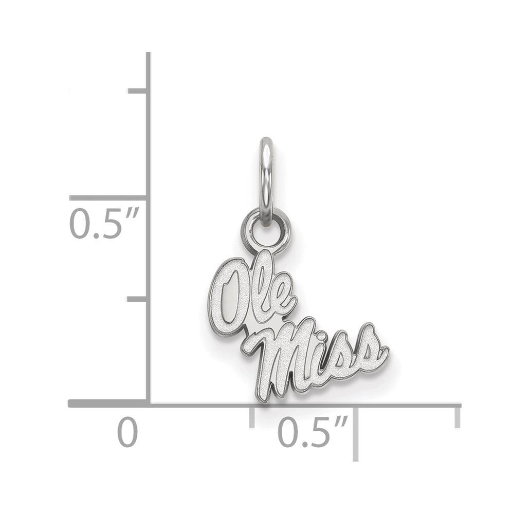 Sterling Silver Rhodium Plated Logoart University Of Mississippi Ole Miss Extra Small Pendant