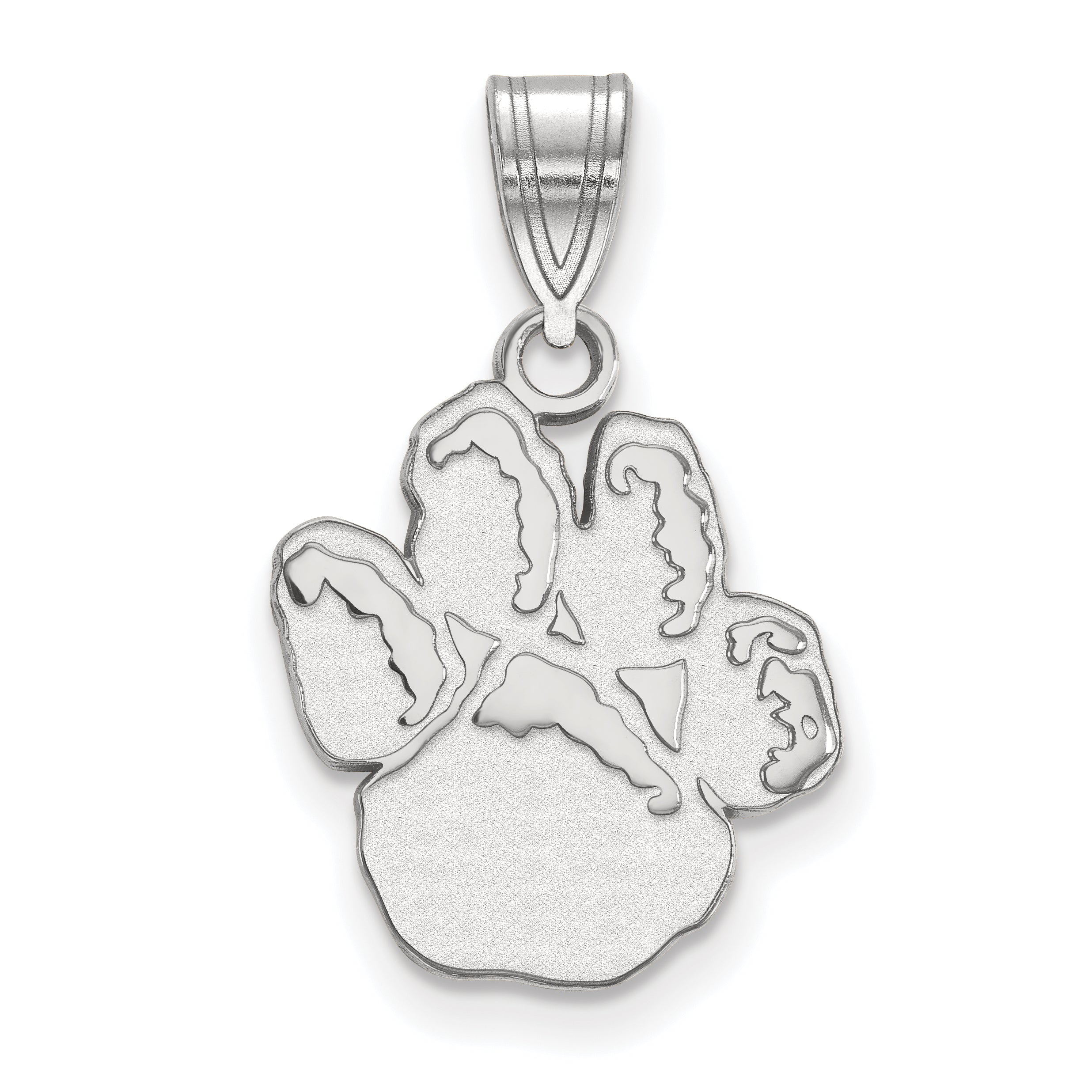 Sterling Silver Rhodium Plated Logoart University Of Pittsburgh Panther Paw Medium Pendant