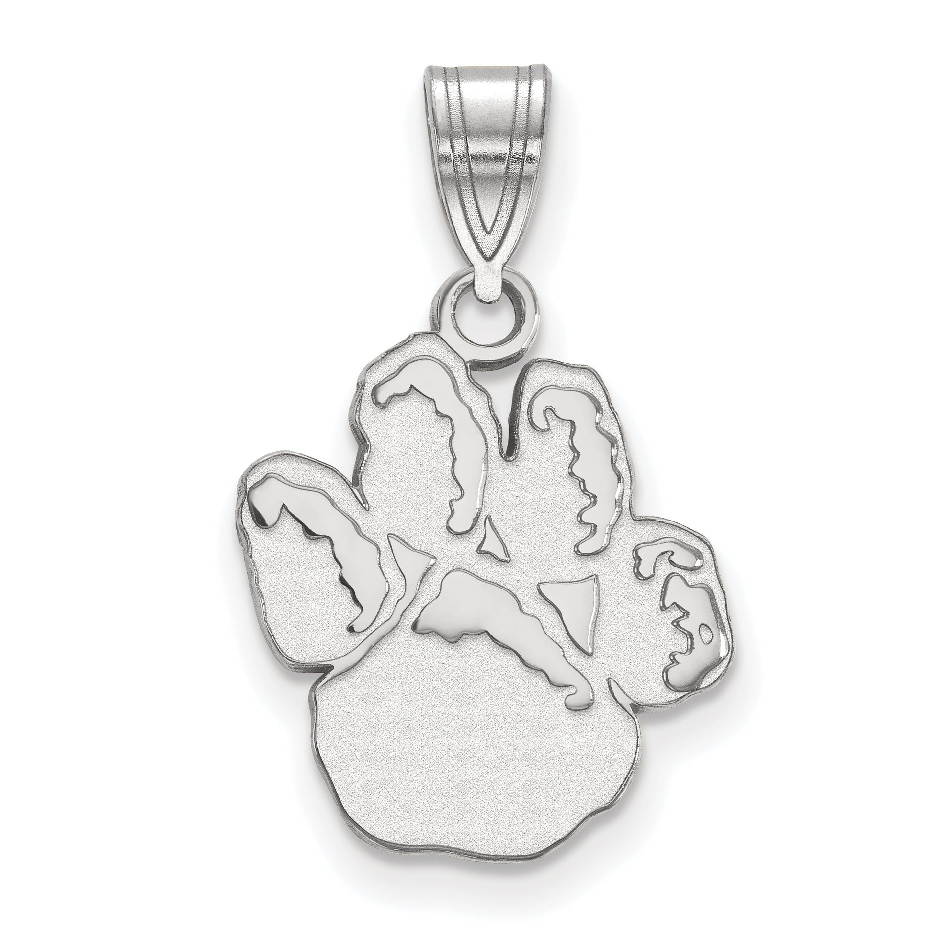 Sterling Silver Rhodium Plated Logoart University Of Pittsburgh Panther Paw Medium Pendant