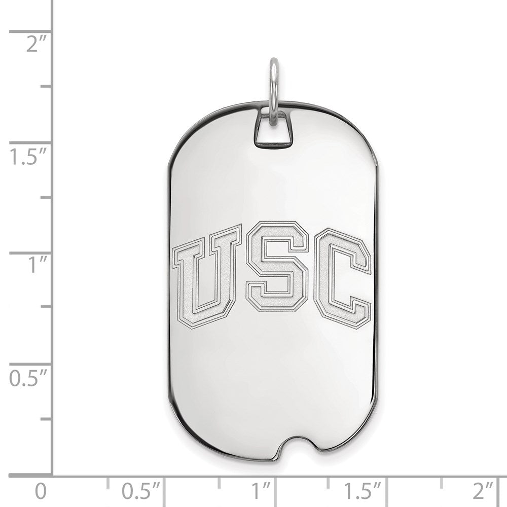 14K White Gold University Of Southern California U S C Large Dog Tag Pendant