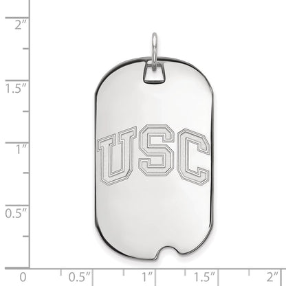 14K White Gold University Of Southern California U S C Large Dog Tag Pendant