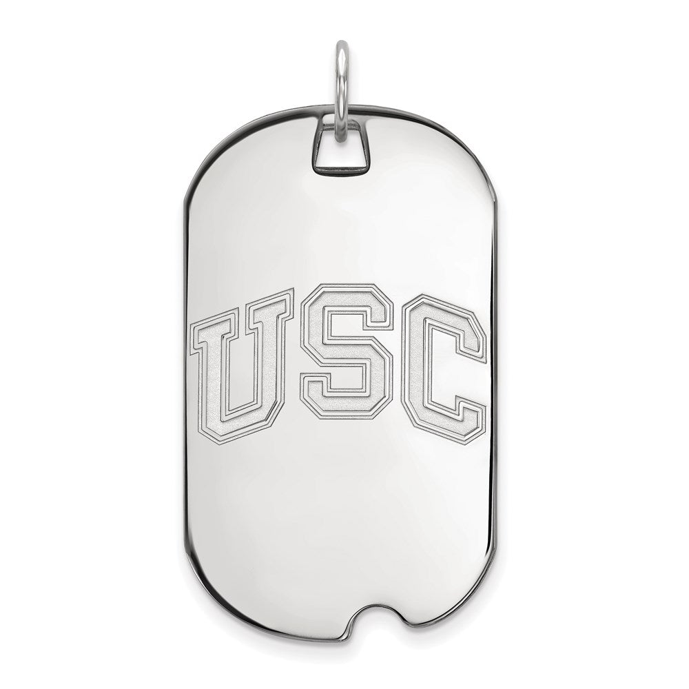 10K White Gold University Of Southern California U S C Large Dog Tag Pendant