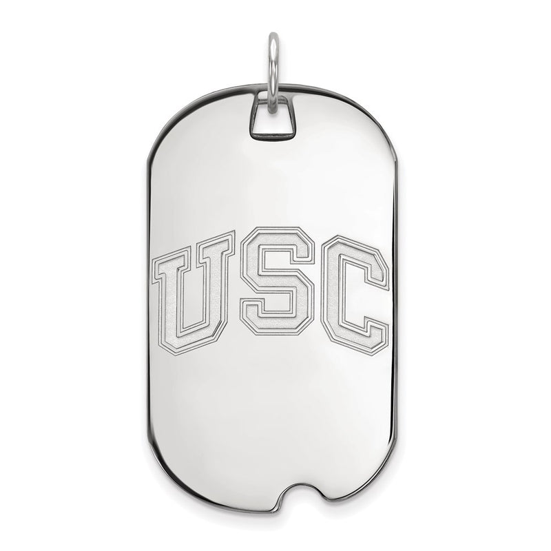 10K White Gold University Of Southern California U S C Large Dog Tag Pendant