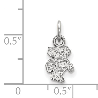 10K White Gold Logoart University Of Wisconsin Badger Extra Small Pendant