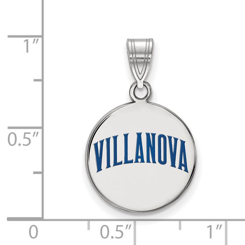 Sterling Silver Rhodium Plated Logoart Villanova University Medium Enameled Disc Pendant