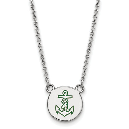 Sterling Silver Rhodium Plated Logoart Alpha Sigma Tau Sorority Symbol Small Color Enamel Pendant 18 Inch Necklace