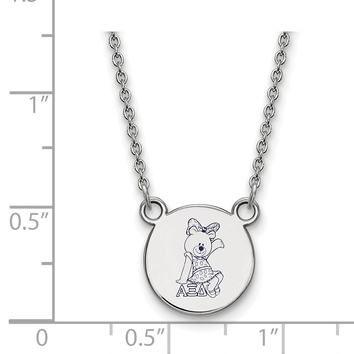 Sterling Silver Rhodium Plated Logoart Alpha Xi Delta Sorority Symbol Small Color Enamel Pendant 18 Inch Necklace
