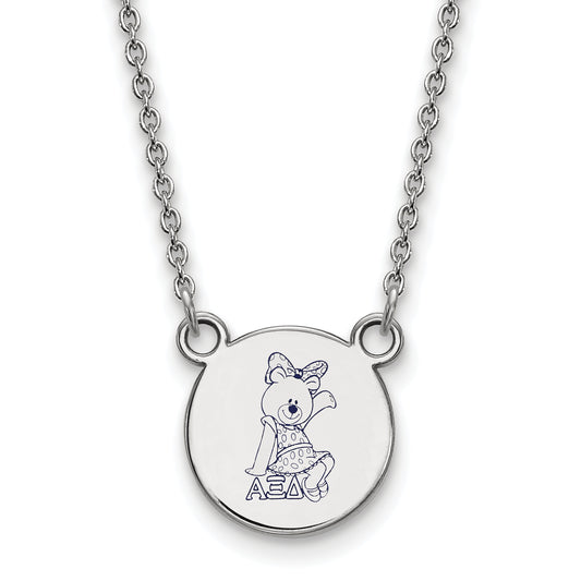 Sterling Silver Rhodium Plated Logoart Alpha Xi Delta Sorority Symbol Small Color Enamel Pendant 18 Inch Necklace