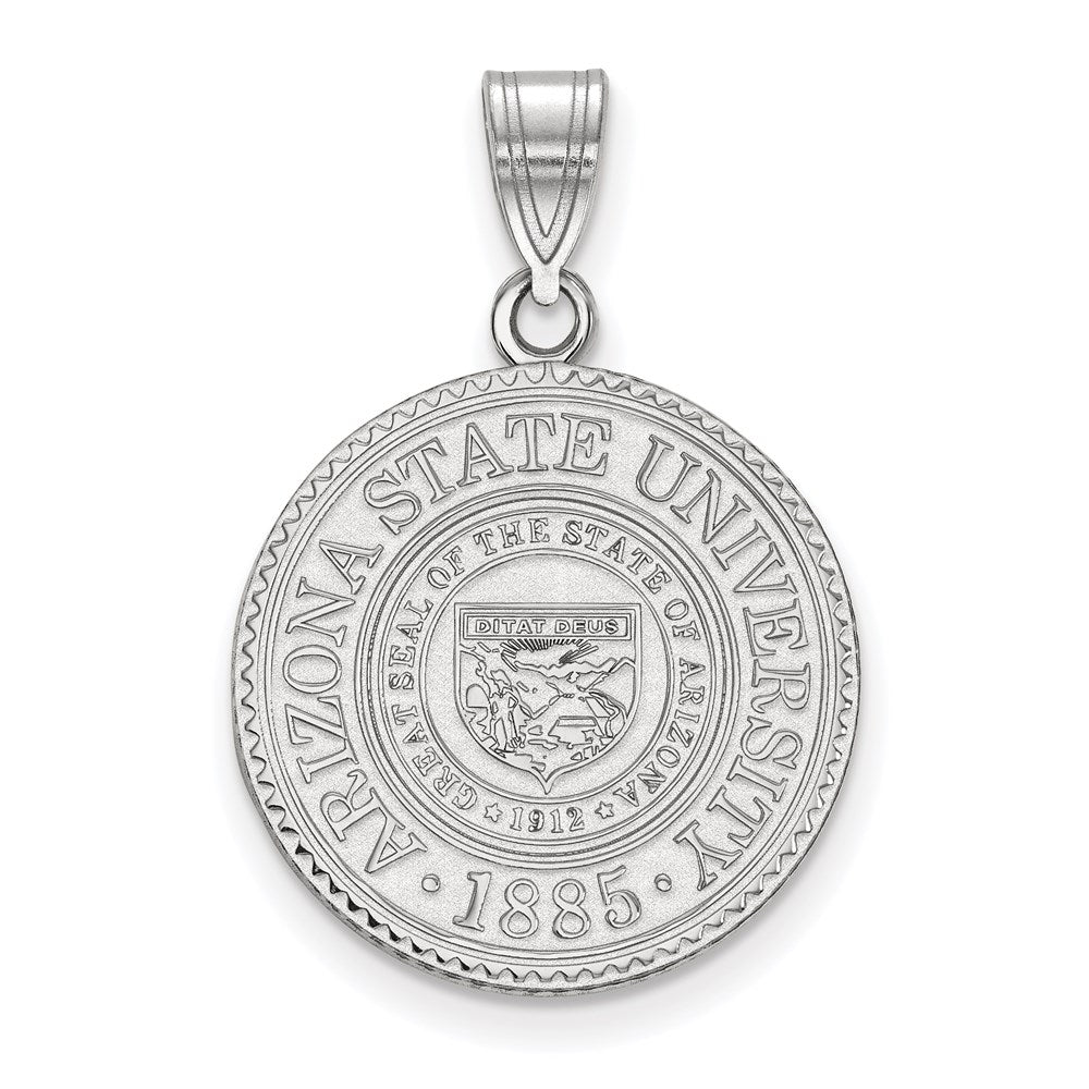 Sterling Silver Rhodium Plated Logoart Arizona State University Large Crest Pendant