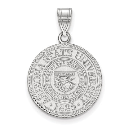 Sterling Silver Rhodium Plated Logoart Arizona State University Large Crest Pendant