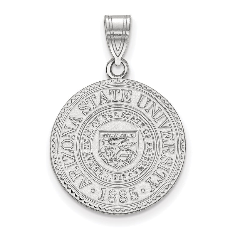 Sterling Silver Rhodium Plated Logoart Arizona State University Large Crest Pendant