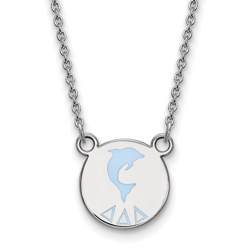 Sterling Silver Rhodium Plated Logoart Delta Sorority Symbol Small Color Enamel Pendant 18 Inch Necklace