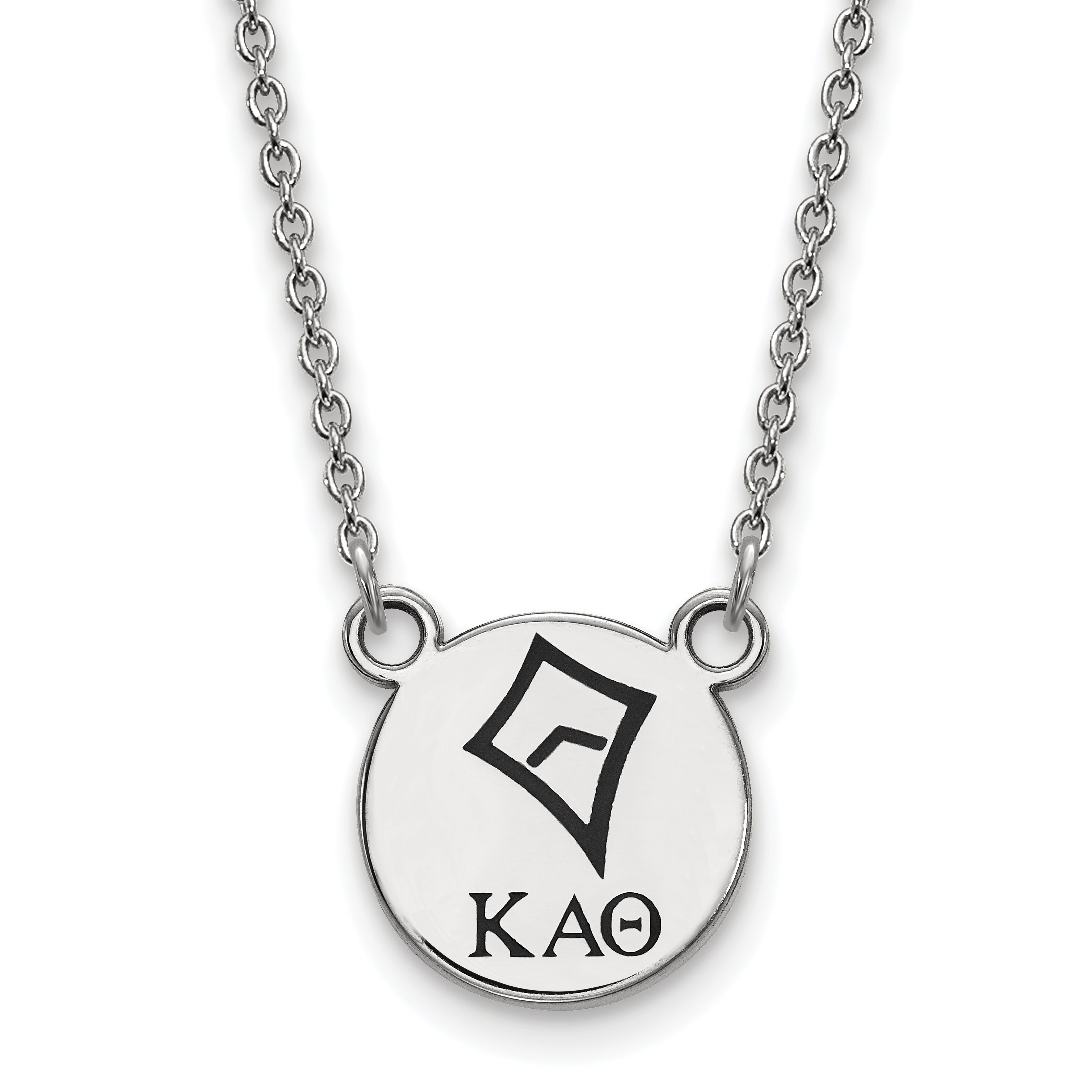 Sterling Silver Rhodium Plated Logoart Kappa Alpha Theta Sorority Symbol Small Color Enamel Pendant 18 Inch Necklace