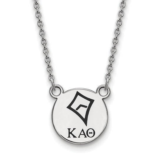 Sterling Silver Rhodium Plated Logoart Kappa Alpha Theta Sorority Symbol Small Color Enamel Pendant 18 Inch Necklace