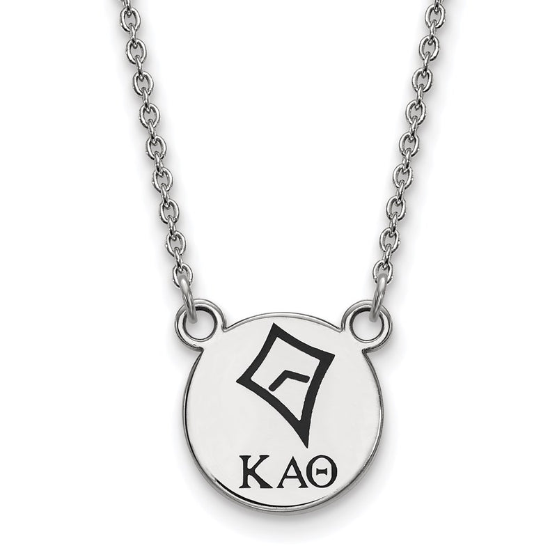 Sterling Silver Rhodium Plated Logoart Kappa Alpha Theta Sorority Symbol Small Color Enamel Pendant 18 Inch Necklace