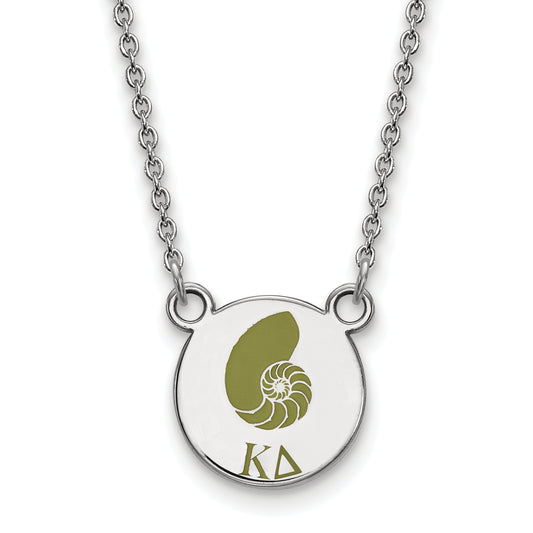 Sterling Silver Rhodium Plated Logoart Kappa Delta Sorority Symbol Small Color Enamel Pendant 18 Inch Necklace
