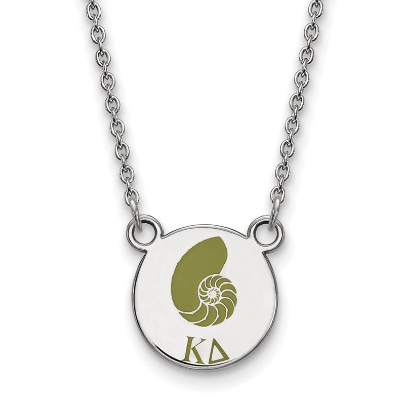 Sterling Silver Rhodium Plated Logoart Kappa Delta Sorority Symbol Small Color Enamel Pendant 18 Inch Necklace