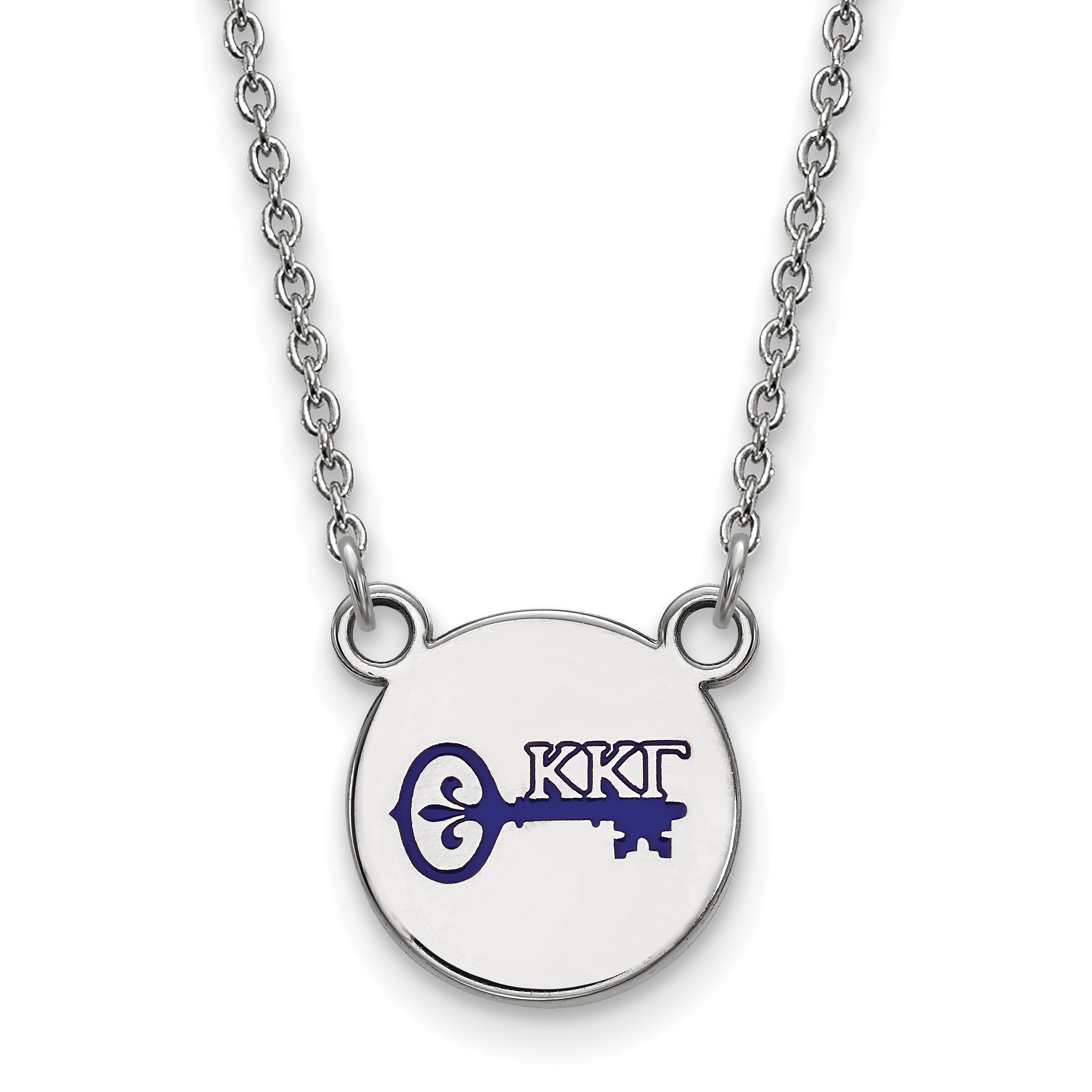 Sterling Silver Rhodium Plated Logoart Kappa Gamma Sorority Symbol Small Color Enamel Pendant 18 Inch Necklace