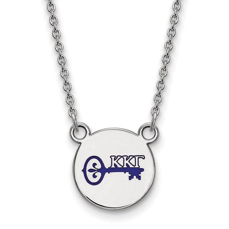Sterling Silver Rhodium Plated Logoart Kappa Gamma Sorority Symbol Small Color Enamel Pendant 18 Inch Necklace