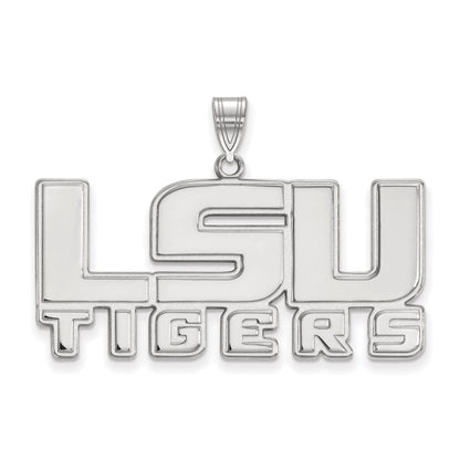 Sterling Silver Rhodium Plated Logoart Louisiana State University L S U Tigers Large Pendant
