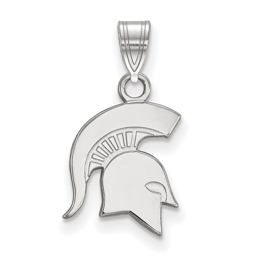 14K White Gold Logoart Michigan State University Spartan Small Pendant